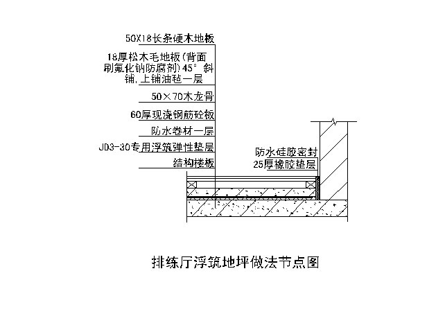 排练厅浮筑地坪做法节点图